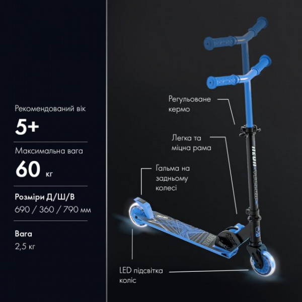 Фото - Двухколёсный самокат Neon Vector Синий (NT05B2)