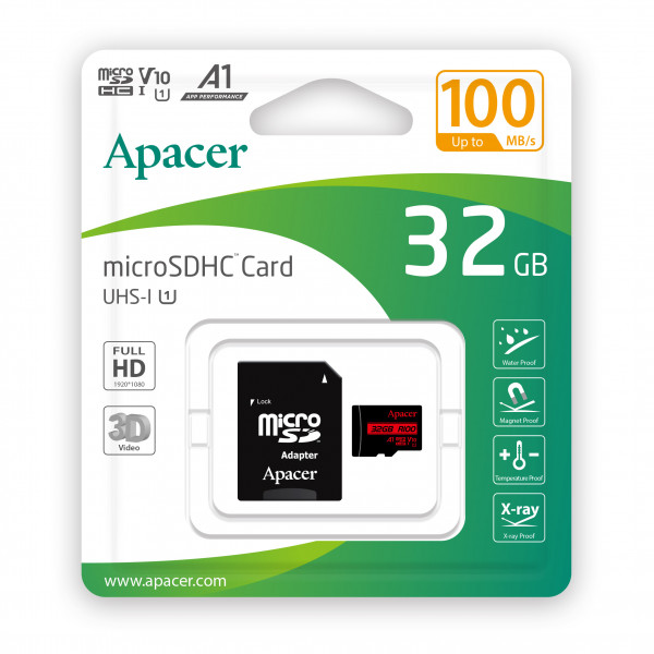 Фото - Карта памяти Apacer MicroSDHC 32GB UHS-I Class 10 + SD adapter (AP32GMCSH10UB-R)