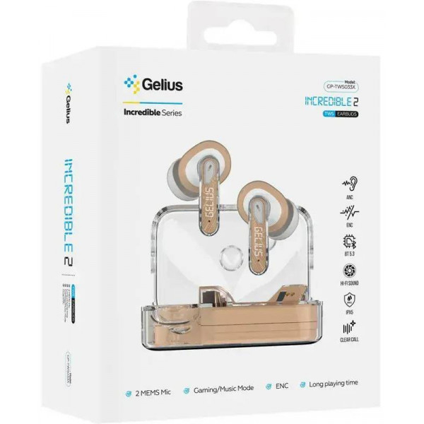 Фото - Наушники вкладыши беспроводные TWS Gelius Incredible 2 GP-TWS033X Beige (99041)