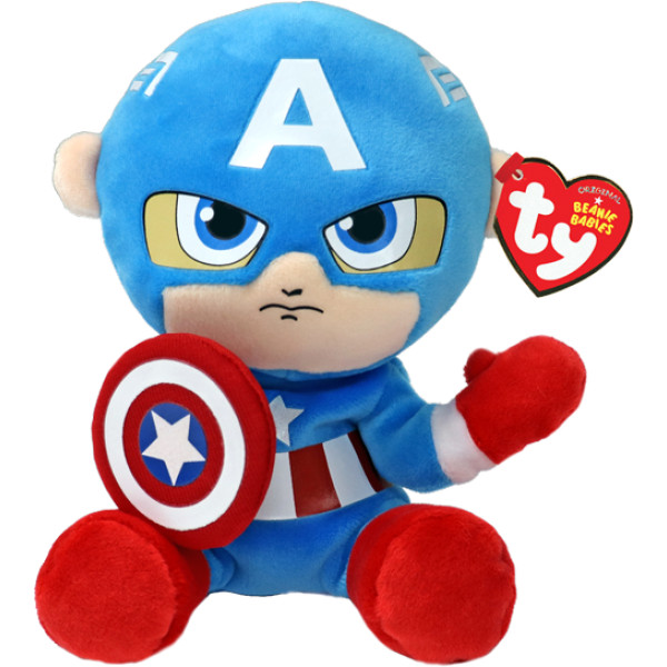 Фото - Мягкая игрушка герой TY Marvel Капітан Америка 15 см (44002)