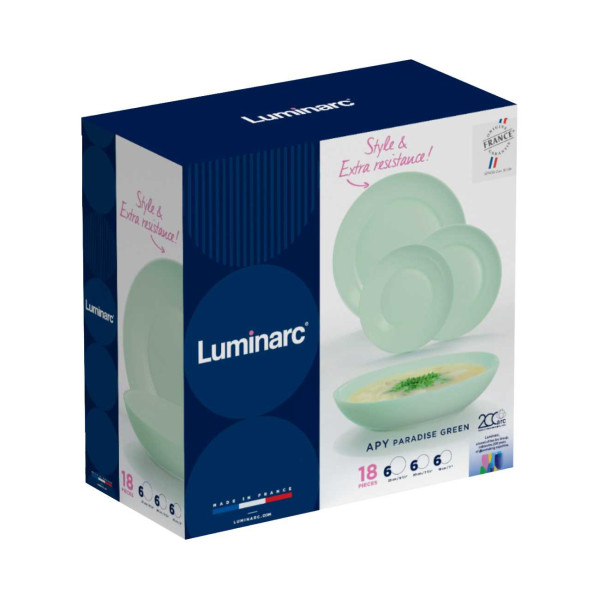 Фото - Столовый сервиз Luminarc APY PARADISE Green 18 пр. (X1162)
