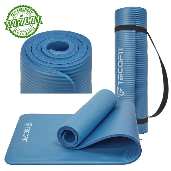 Фото - Коврик для йоги и фитнеса TECOFIT NBR 183x61x1 см Blue +чехол-сумка в подарок (TOP20106462/1)