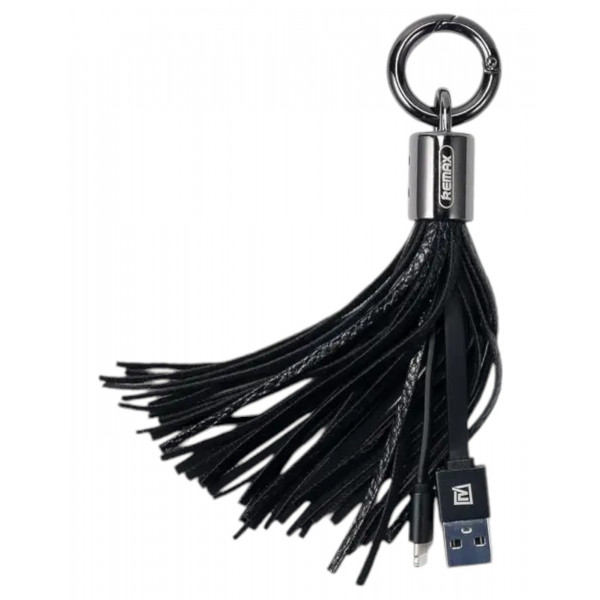 Фото - Кабель синхронизации данных Remax RC-053i Tassel Ring USB-Lightning 0.15 м Black (6954851260141)
