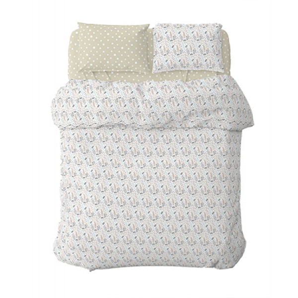 Фото - Комплект постельного белья Home Line Цветения трав голубой/Горох бежевый (176875)