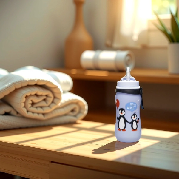 Фото - Поильник-непроливайка детский NIP РР с трубочкой Straw Cup Пингвинчики, 330 мл. (35067)