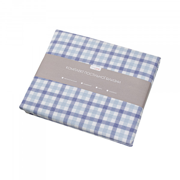 Фото - Комплект постельного белья Home Line Клетка голубой/серо-голубой (179191)