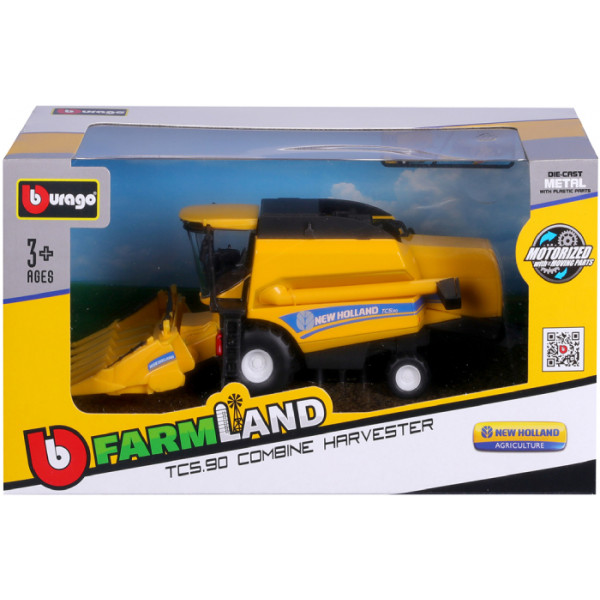 Фото - Наземная спецтехника Bburago Зерноуборочный комбайн New Holland TC5.90 (с кукурузной жаткой) (18-31722)