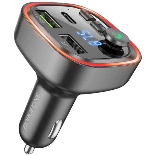 Фото - FM модулятор BOROFONE BC48 Broad QC3.0 car BT FM transmitter 18W Black (6941991104039)