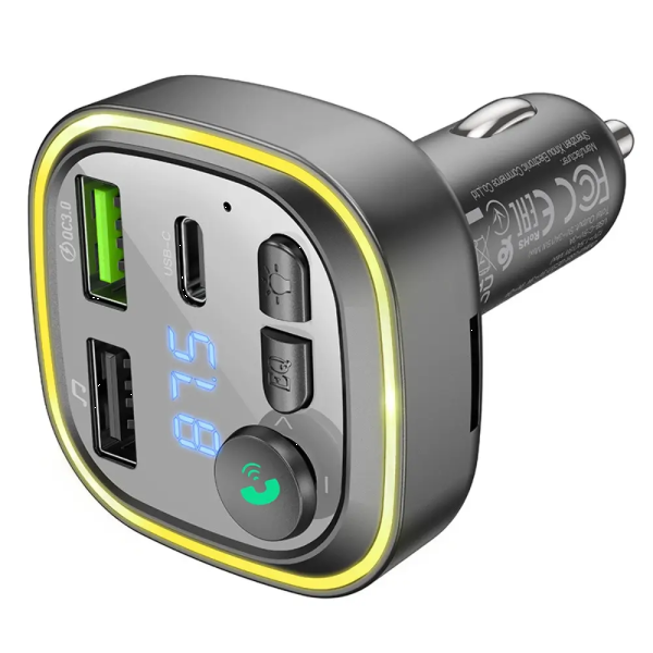 Фото - FM модулятор BOROFONE BC48 Broad QC3.0 car BT FM transmitter 18W Black (6941991104039)