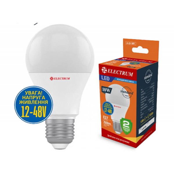 Фото - Лампочка светодиодная Electrum 10W 12-48V E27 4000K (A-LS-1891)