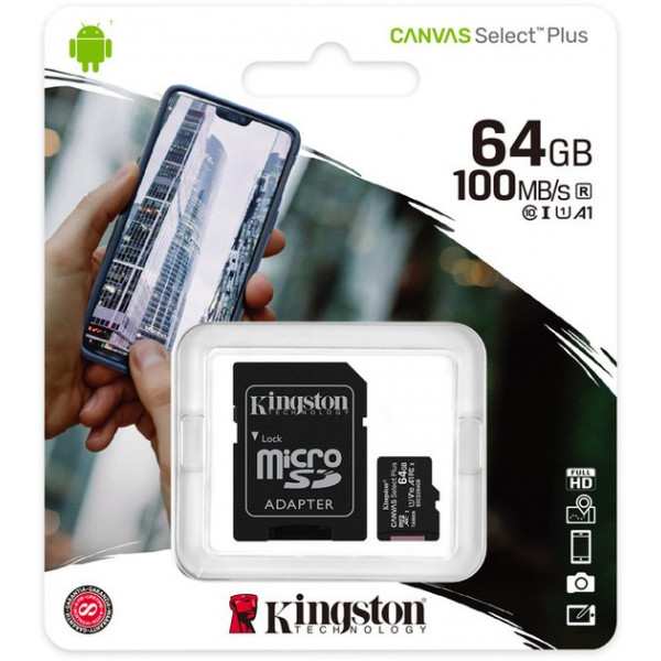 Фото - Карта памяти Kingston microSDXC Canvas Select Plus 10 0R A1 C10 Three Pack + Single Adapter (SDCS2/64GB-3P1A)