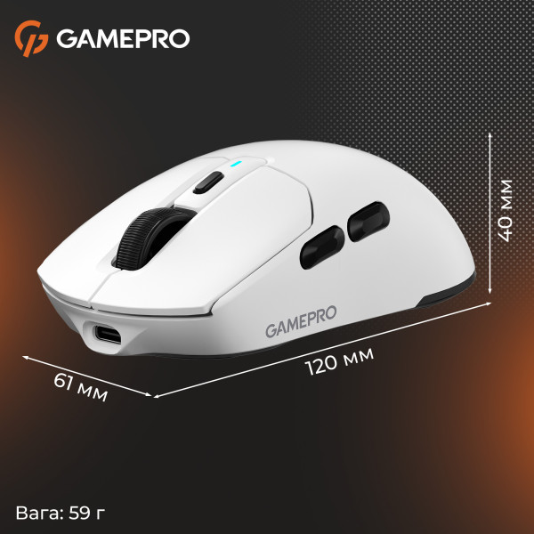 Фото - Мышь беспроводная игровая GamePro Genesis Airmaster Wireless/Bluetooth/USB PixArt PAW3311 Sensor White (GM167W)