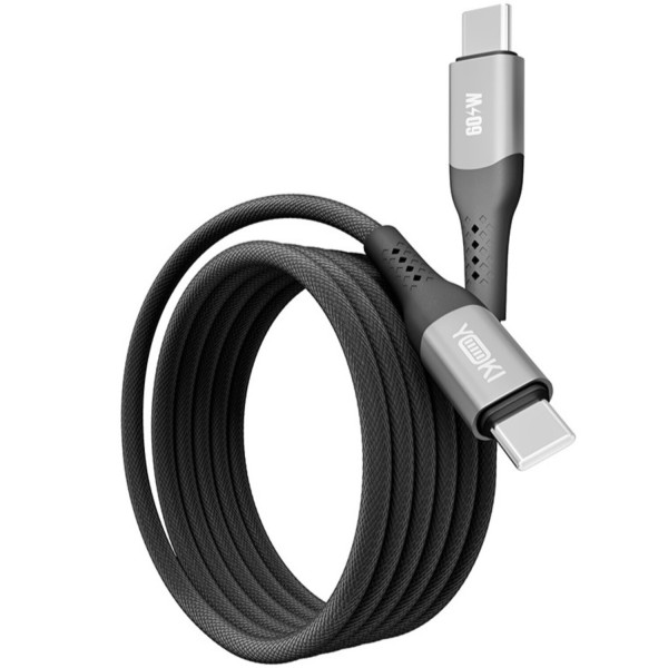 Фото - Кабель синхронизации данных YOKI SOLID Type-C to Type-C 60W 1.2m Black (YK-SO15)