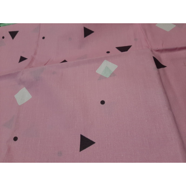Фото - Простынь двуспальная Zastelli бязь Треугольники на розовом 185х220 (19527)
