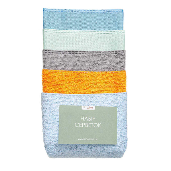 Фото - Набор салфеток Home Line 30х33 см 5 шт. микрофибра Голубые (196210) Фото - Набор салфеток Home Line 30х33 см 5 шт. микрофибра Голубые (196210)
