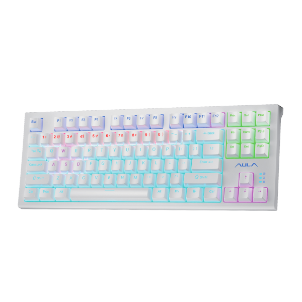 Фото - Клавиатура проводная Aula F3032 White keycaps, plus 21 Yellow keys KRGD Red EN/UA (6948391204680)