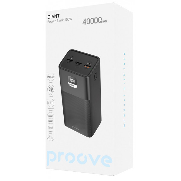 Фото - Батарея мобильная Proove Giant 100W 40000mAh black (2001001957612)
