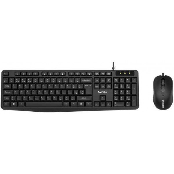 Фото - Клавиатура+мышь Canyon SET-1 Water resistant ENG/UKR Black (CNE-CSET1)
