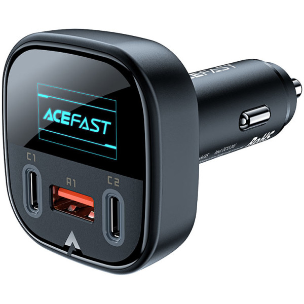 Фото - Автомобильное зарядное устройство AceFast B5 101W (2C+A) metal car charger with OLED smart display (6974316281436)