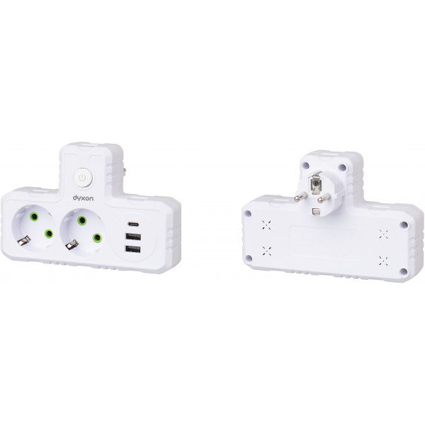 Фото - Разветвитель 220В Dyxon 2+3 USB-A + USB-C (PD) Power switch White (DXN-MFP-23PD-PS-W)