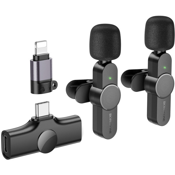Фото - Микрофон для смартфона BOROFONE BFK12 Trophy lavalier wireless digital microphone iP/Type-C Black (6941991106408)