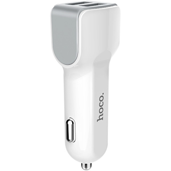 Фото - Автомобильное зарядное устройство HOCO Z23 grand style dual-port car charger set with iP cable White (6957531078012)
