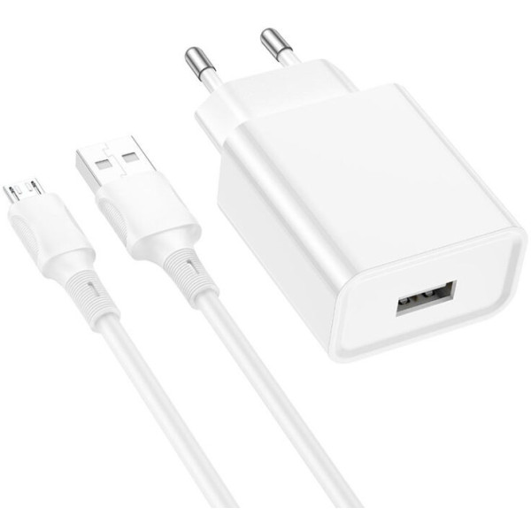 Фото - Сетевое зарядное устройство BOROFONE BA74A Aspirer single port charger set(Micro) White (6974443388664)