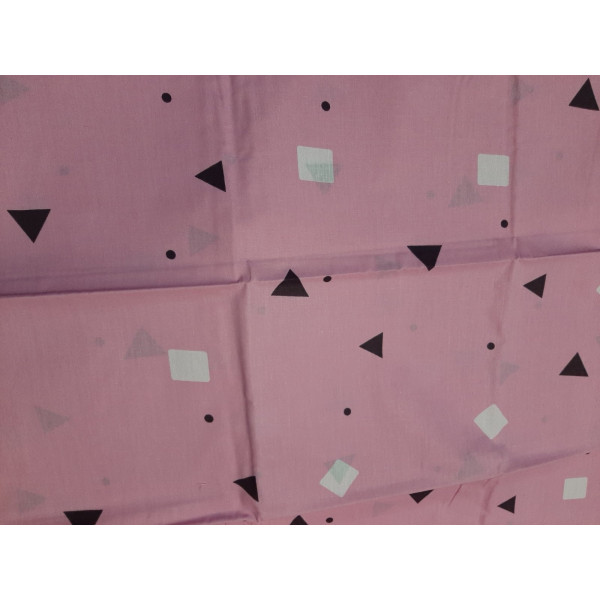 Фото - Простынь двуспальная Zastelli бязь Треугольники на розовом 185х220 (19527)