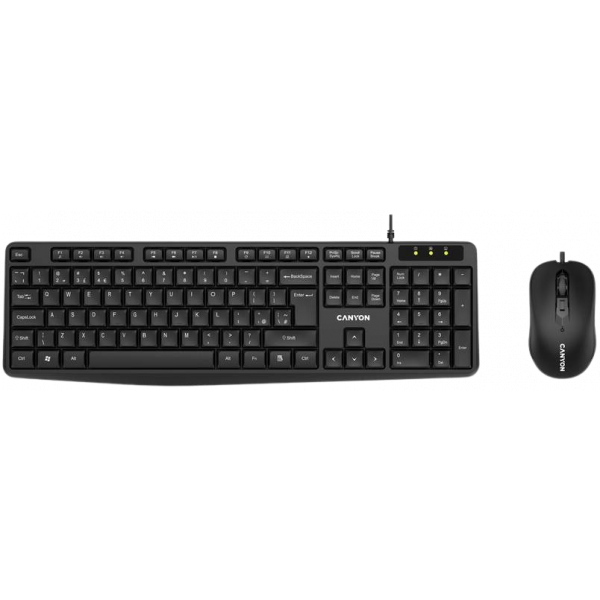 Фото - Клавиатура+мышь Canyon SET-1 Water resistant ENG/UKR Black (CNE-CSET1)