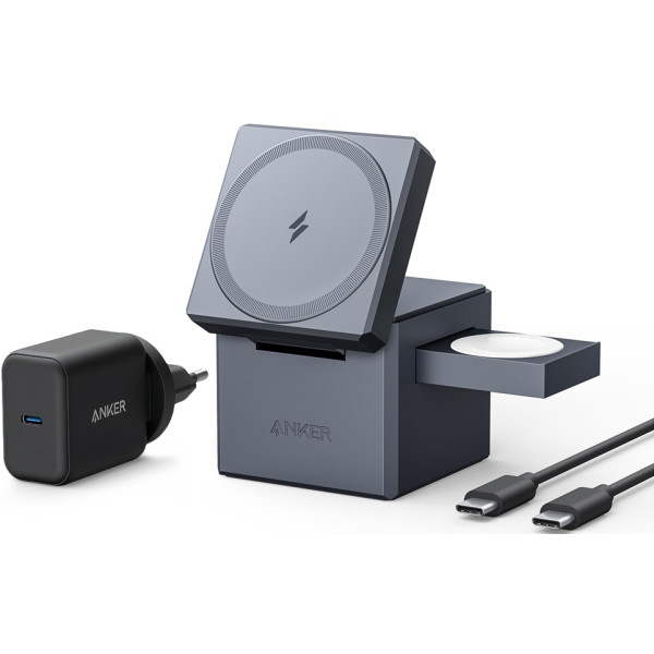 Фото - Беспроводное зарядное устройство Anker MagGo Wireless Charging Station 15W 3-in-1 Cube (Y1811G11)