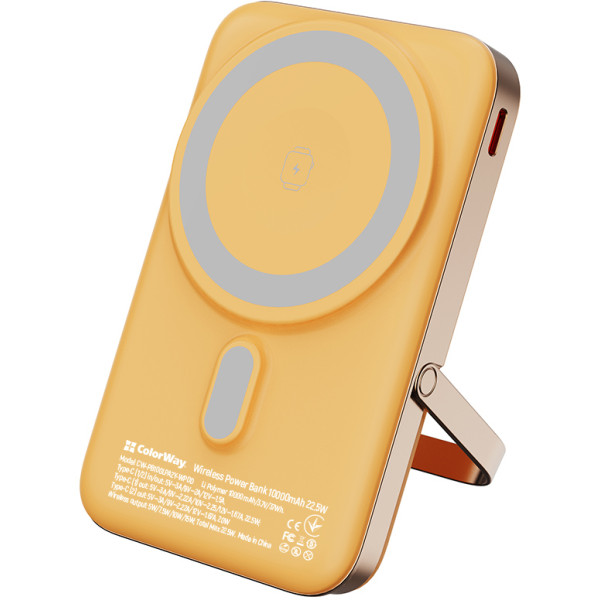 Фото - Батарея мобильная Colorway Power Bank 10 000 mAh 15W MagSafe & Watch Wireless Amber USB-C PD 22.5W (CW-PB100LPA2Y-WPDD)