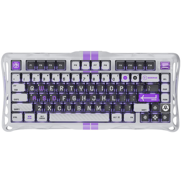 Фото - Клавиатура проводная игровая GravaStar Mercury V75 80keys, Magnetic Jade Pro, 8K, USB-A, RGB, Mecha Gray (GS_V75_GWT)