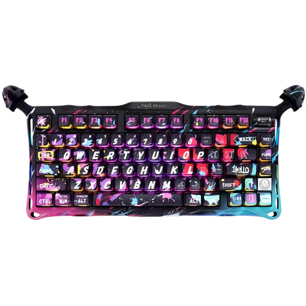 Фото - Клавиатура проводная игровая GravaStar Mercury V75 Pro 80keys, Magnetic Jade Gaming, 8K, USB-A, RGB, Neon Graffiti (GS_V75_PRO_CG_BLK)