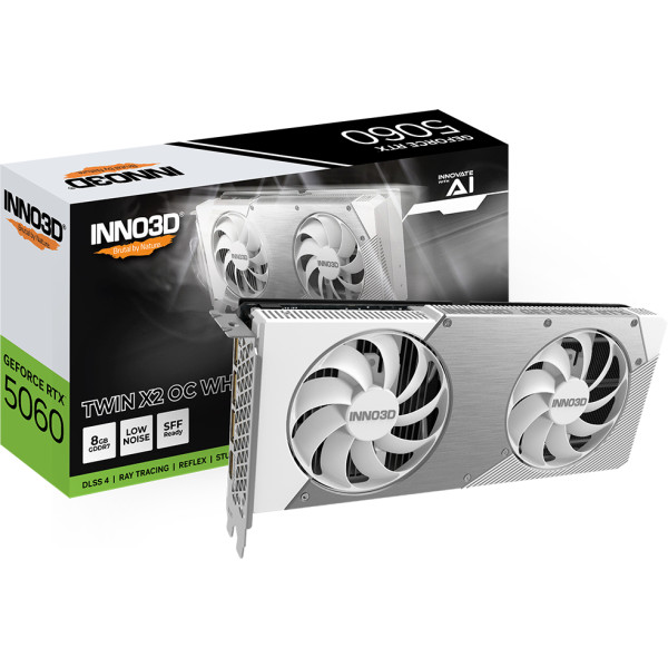 Фото - Видеокарта Inno3D GeForce RTX5060 TWIN X2 OC WHITE (N50602-08D7X-195070W)