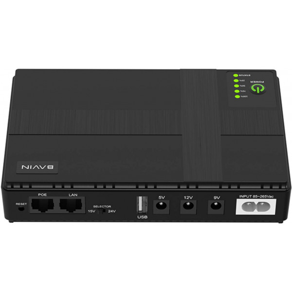 Фото - Источник бесперебойного питания Bavin PC1083 36W 10400mAh 5-12V DC USB POE Black (Y-PC1083-36W-EU-BK)