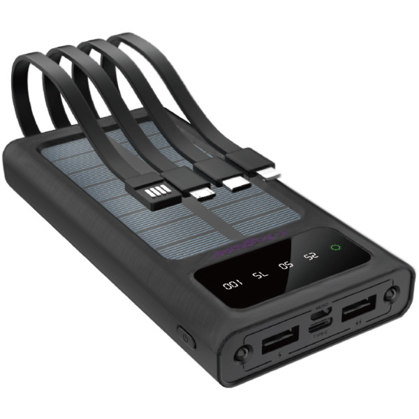 Фото - Батарея мобильная Y-Kryptone S-01 SOLAR CHARGE LED Light 10000 mAh CABLE in Black (YK-S01SLC-B)
