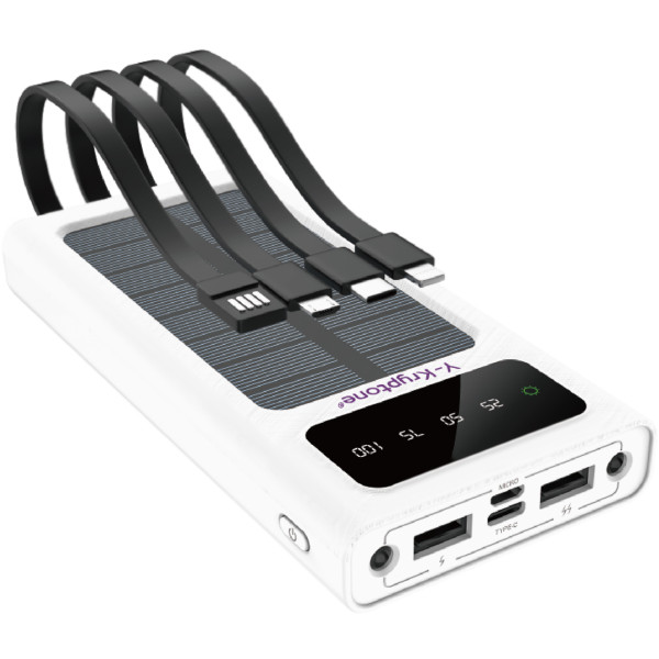 Фото - Батарея мобильная Y-Kryptone S-01 SOLAR CHARGE LED Light 10000 mAh CABLE in White (YK-S01SLC-WH)
