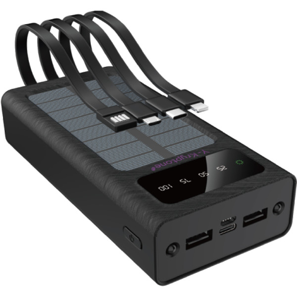Фото - Батарея мобильная Y-Kryptone S-02 SOLAR CHARGE LED Light 20000 mAh CABLE in Black (YK-S02SLC-B)