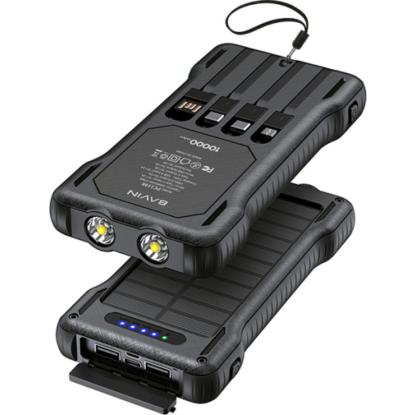 Фото - Батарея мобильная Bavin PC1198 10000 mAh SOLAR Led Lights Black (Y-PC1198 BK)
