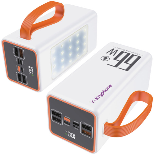 Фото - Батарея мобильная Y-Kryptone GT-52 LED Light 50000 mAh QC3.0 22.5W 66W Super Fast Charge White (YK-GT52L-WH)