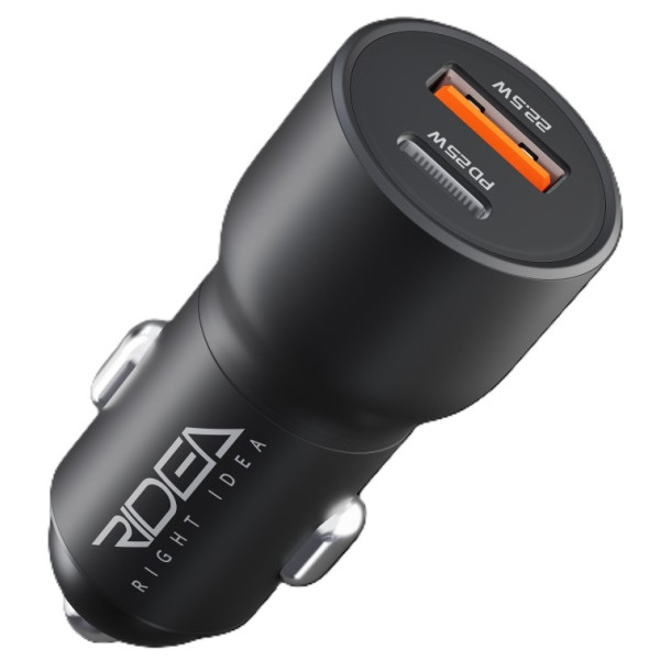 Фото - Автомобильное зарядное устройство Ridea QPow 1USB/1USB-C PD/QC 30W+Type-C to Type-C Black (RCC-30114)