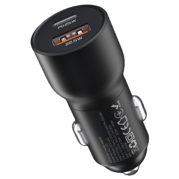 Фото - Автомобильное зарядное устройство Ridea QPow 1USB/1USB-C PD/QC 30W+Type-C to Type-C Black (RCC-30114)