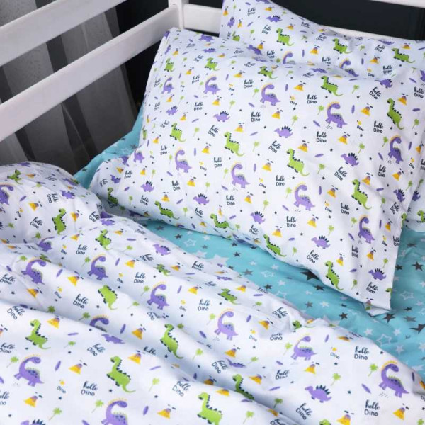 Фото - Комплект постельного белья детский MirSon Бязь Kids Time 18-0001 Hello Dino 143 x 210 см (2200006974734)