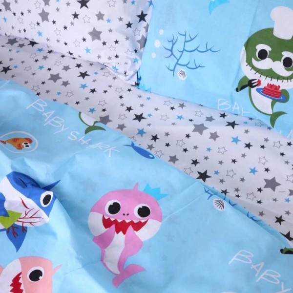 Фото - Комплект постельного белья детский MirSon Бязь 17-0521 Sharks blue (2200003655759)