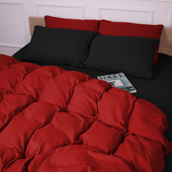 Фото - Наволочка MirSon Фланель 002-009 Black/Red 60х60 см (2200009656637)