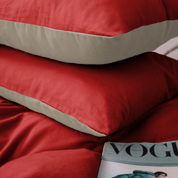 Фото - Наволочка MirSon Фланель 004-009 Cappuchino/Red 60х60 см (2200009659041)