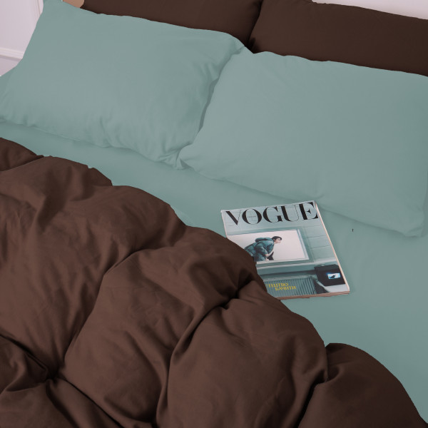 Фото - Наволочка MirSon Фланель 006-003 Menthol/Brown 70х70 см (2200009661471)