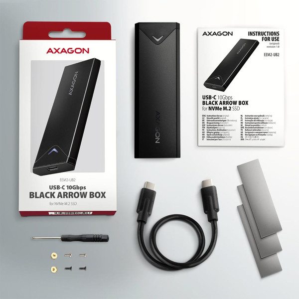Фото - Внешний карман AXAGON USB-C 10Gbps - M.2 NVMe SSD BLACK ARROW box (EEM2-UB2)