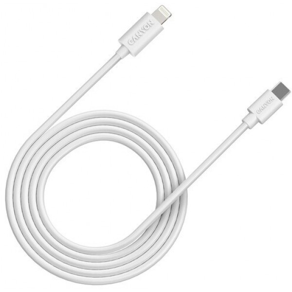 Фото - Кабель синхронизации данных Canyon USB-C to Lightning 2 м White (CNE-CFI12W)