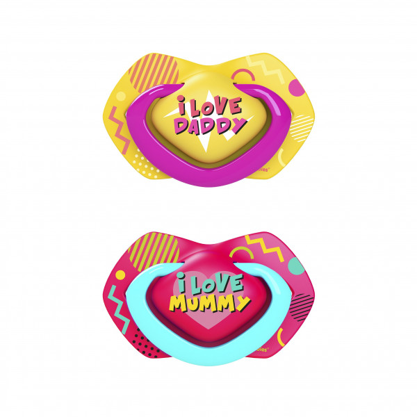 Фото - Симметричная пустышка Canpol babies 18+ мес NEON LOVE 2 шт. - розовая (22/654_pin)